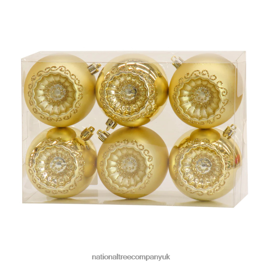 decoration | National Tree Company First Traditions 6 Piece Shatterproof Glittering Gold Ornaments F2L4F523